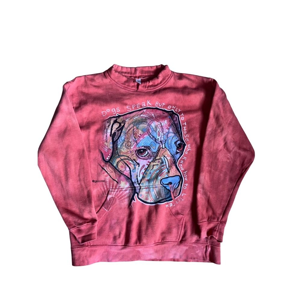 The Mountain Dean Russo Dogs‎ Speak Graphic Tie Dye Sweatshirt Red Mens M